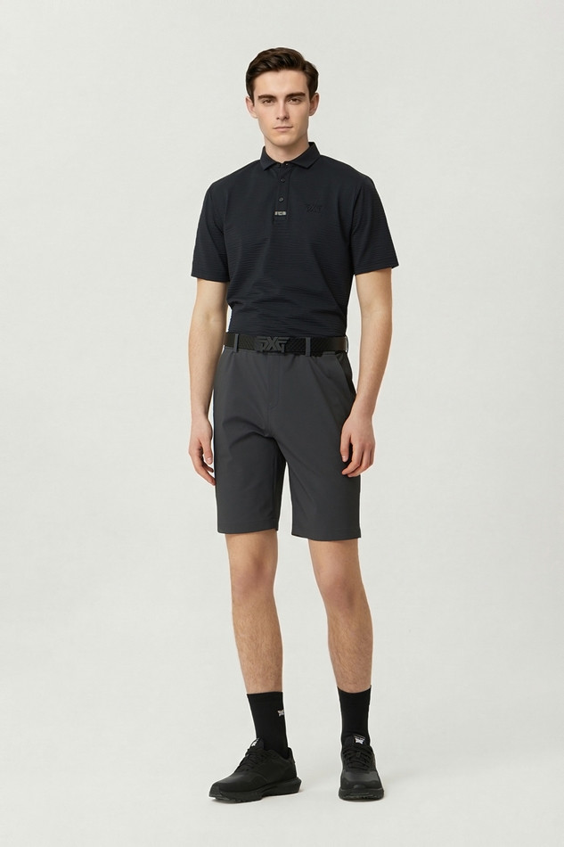 MEN NEW TEXTURED COLLAR SHORT SLEEVE