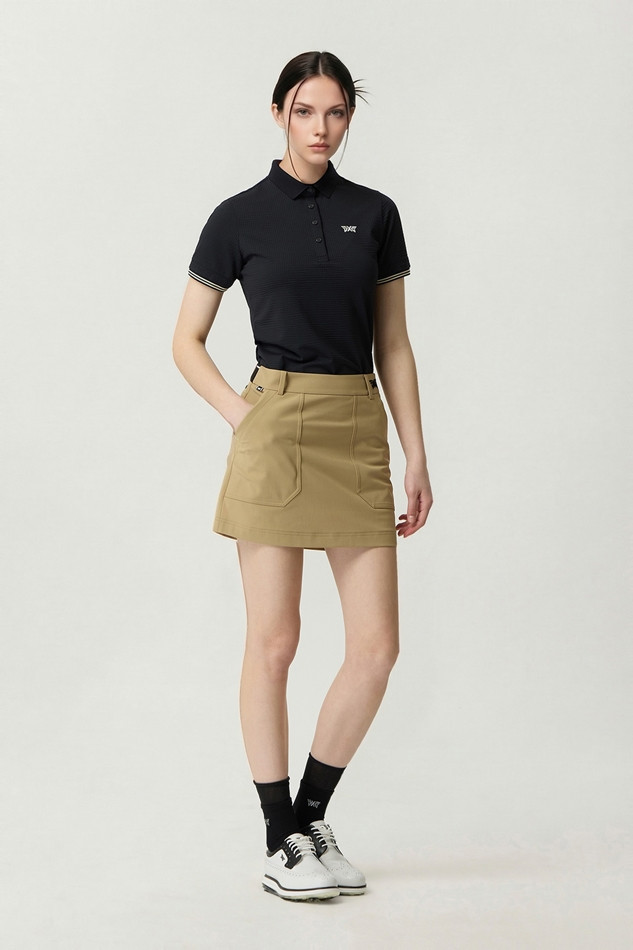 WOMEN NEW TEXTURED COLLAR SHORT SLEEVE
