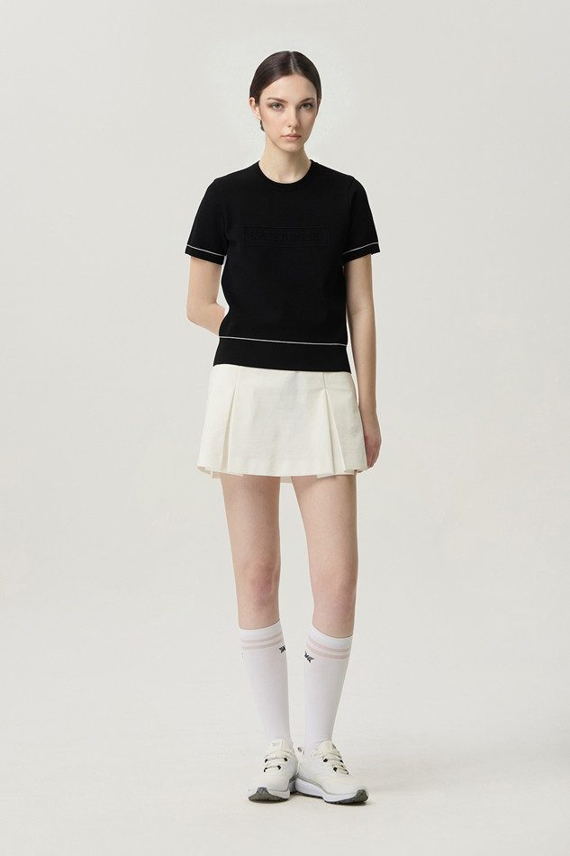 WOMEN SHORT SLEEVE ROUND NECK SWEATER