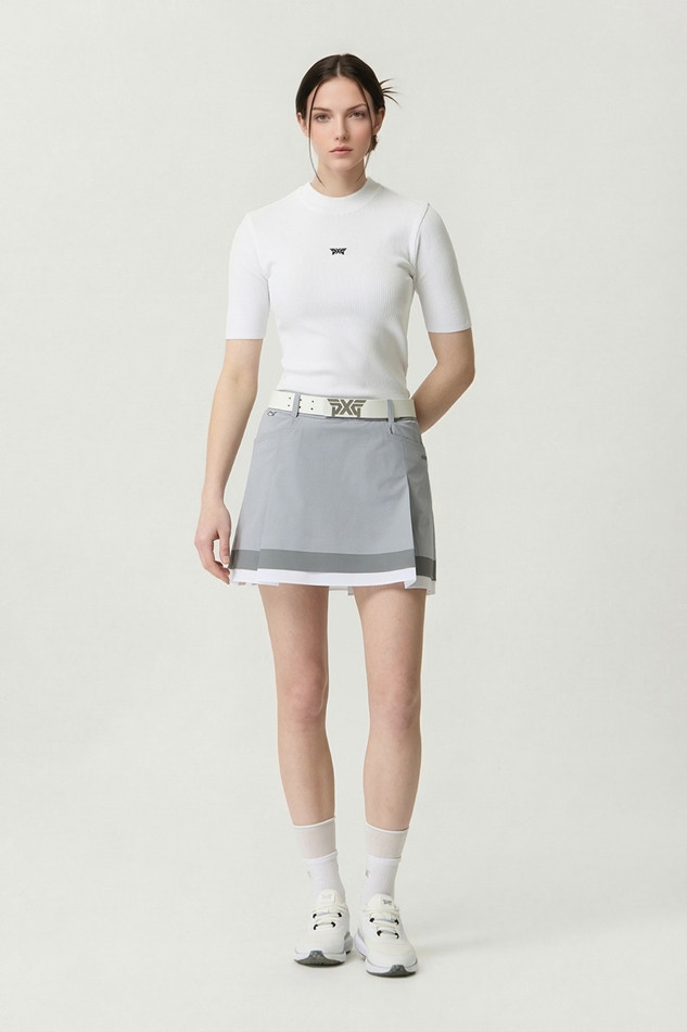 WOMEN SHORT SLEEVE MOCK NECK SWEATER