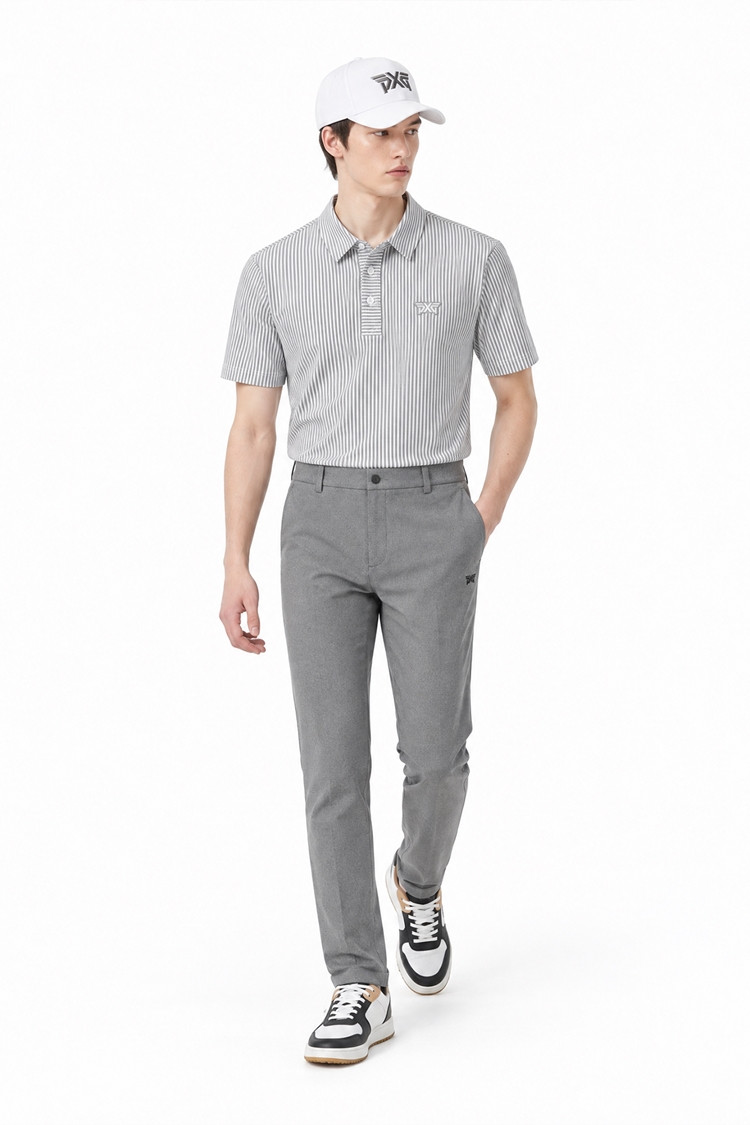 MEN STRIPE PATTERN COLLAR SHORT SLEEVE PKFPM220311 L/GREY 상품 이미지 3