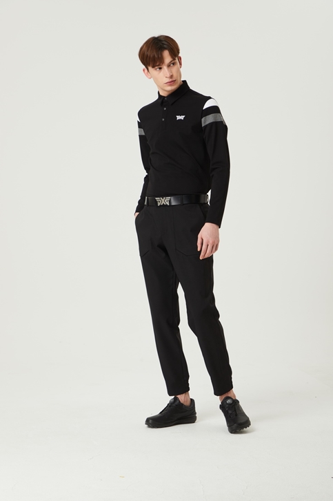 COLOR BLOCKED COLLAR LS T-SHIRT