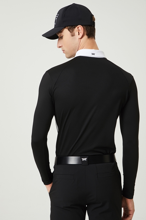 SUMMER COLOR BLOCKED COOL SLEEVE COLLAR LONG SLEEVE T-SHIRT