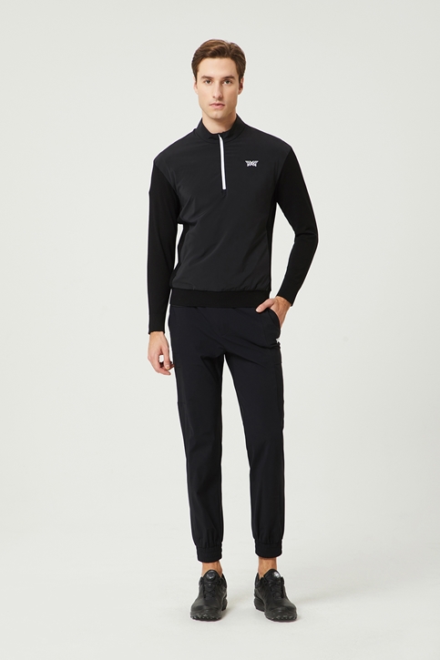 HALF ZIP-UP HYBRID KNIT