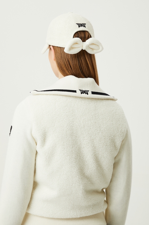 WOMEN WINTER BOUCLE HYBRID DOWN CARDIGAN