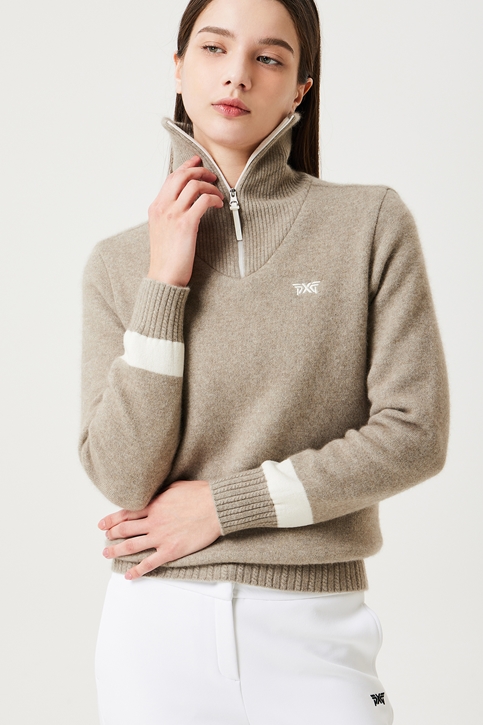 WOMEN WINTER WINDPROOF HALF ZIP-UP SWEATER