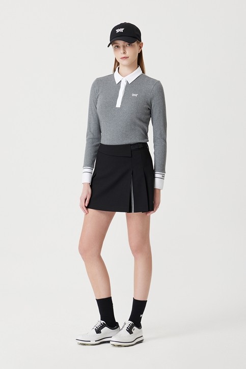 WOMEN TEXTURED COLLAR LONG-SLEEVE