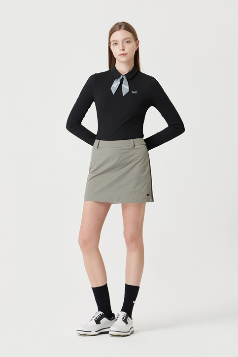 WOMEN SCARF COLLAR LONG-SLEEVE