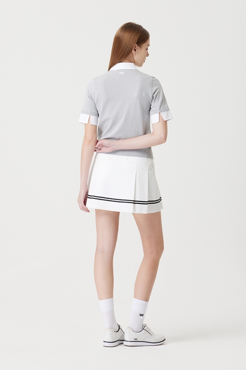 WOMENS PERFORATION PLEATED SKIRT