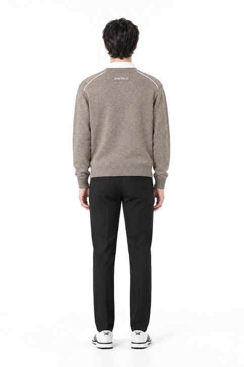 MEN CASHMERE ROUND NECK SWEATER PKFCM410705 BEIGE 상품 이미지 4