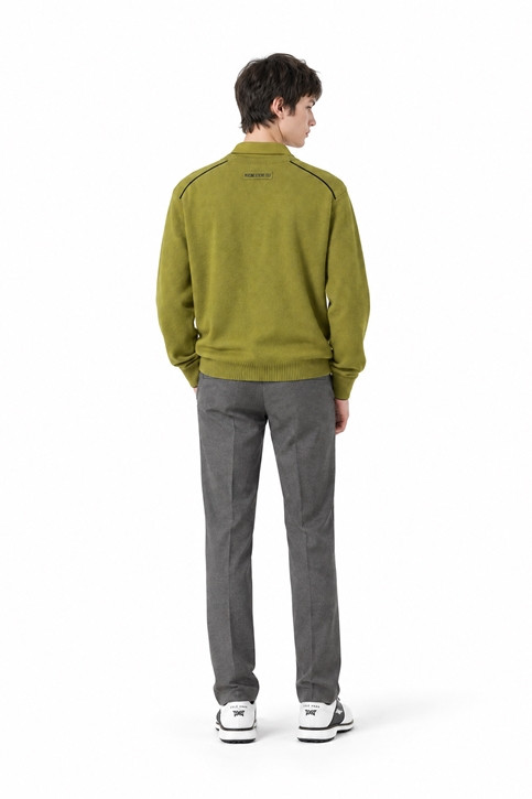 MEN CASHMERE ROUND NECK SWEATER PKFCM410708 MOSS GREEN 상품 이미지 4