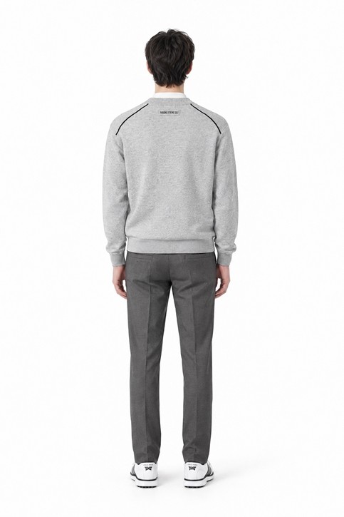 MEN CASHMERE ROUND NECK SWEATER PKFCM410711 L/GREY 상품 이미지 4