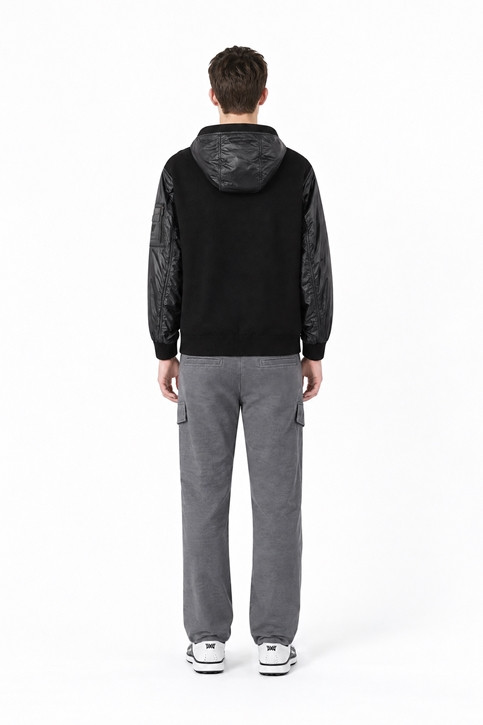 MEN HYBRID HOODED SWEATER PKFPM410921 BLACK 상품 이미지 4