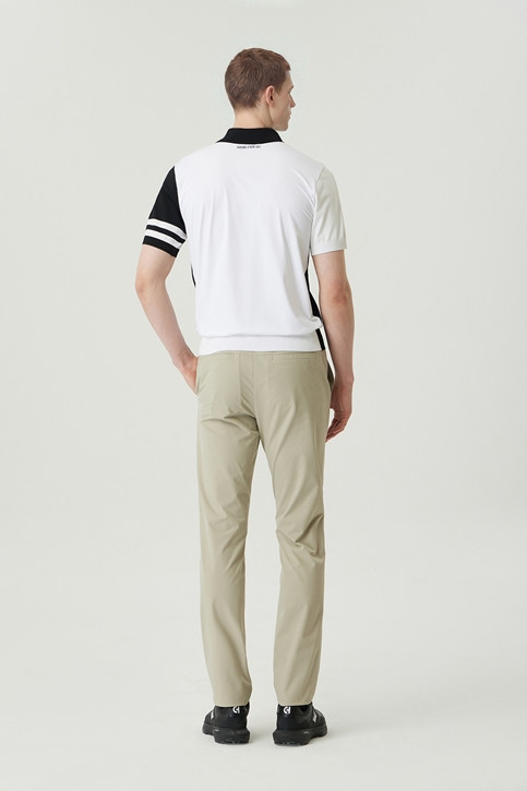 MEN COLOR BLOCKED KNIT HYBRID COLLAR SHORT SLEEVE