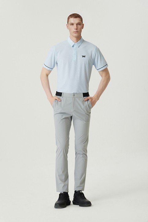MEN TWO-TONE PRINT COLLAR SHORT SLEEVE