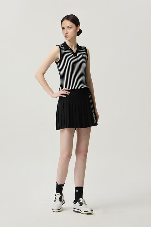 WOMEN COLLARED KNIT SLEEVELESS