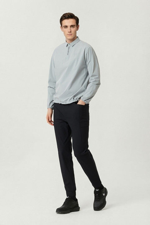 MEN WOVEN LOOSE FIT COLLAR LONG SLEEVE