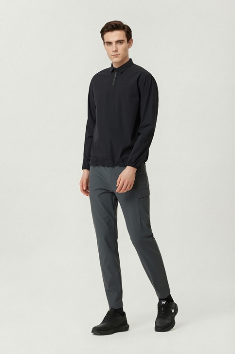 MEN WOVEN LOOSE FIT COLLAR LONG SLEEVE