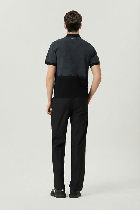 MEN PATTERN SHORT SLEEVE COLLAR SWEATER