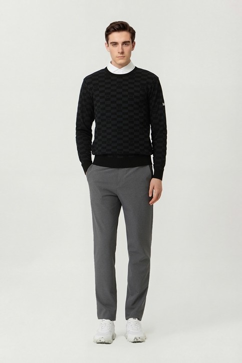 MEN JACQUARD ROUND NECK SWEATER