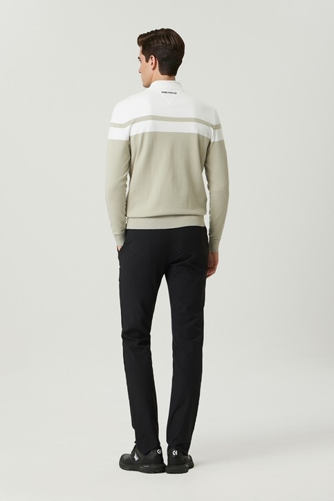 MEN COLOR BLOCKED ROUND NECK SWEATER