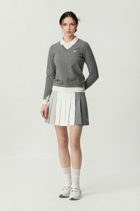 WOMEN TRICOLOR PLEATED SKIRTS