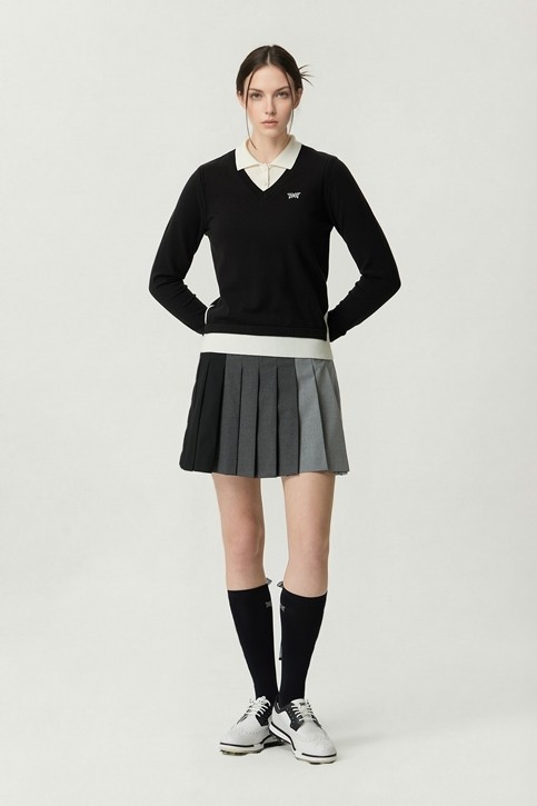 WOMEN TRICOLOR PLEATED SKIRTS