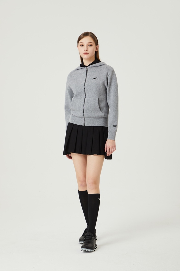 WOMENS HOODED FULL ZIP-UP KNIT CARDIGAN