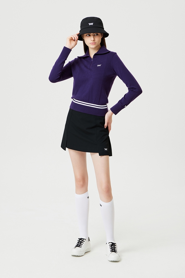 WOMEN HALF ZIP-UP SWEATER