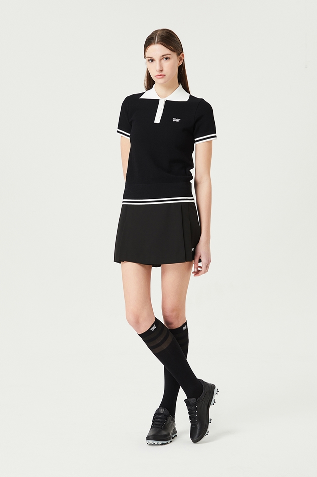 WOMEN COLLARED SHORT SLEEVE KNIT