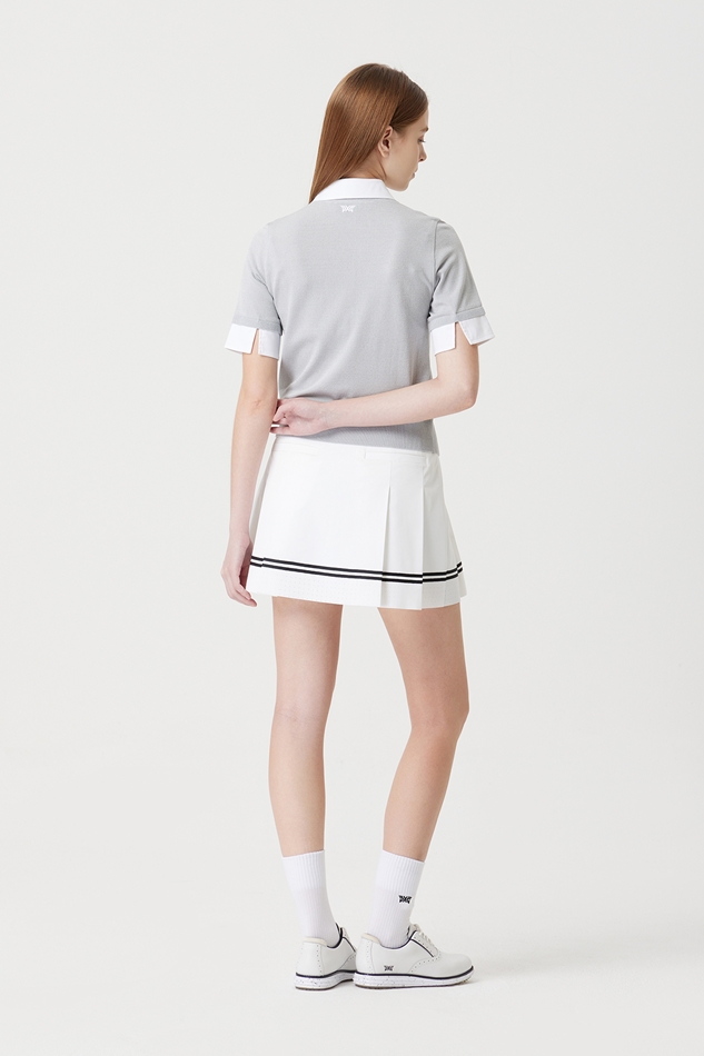 WOMENS PERFORATION PLEATED SKIRT