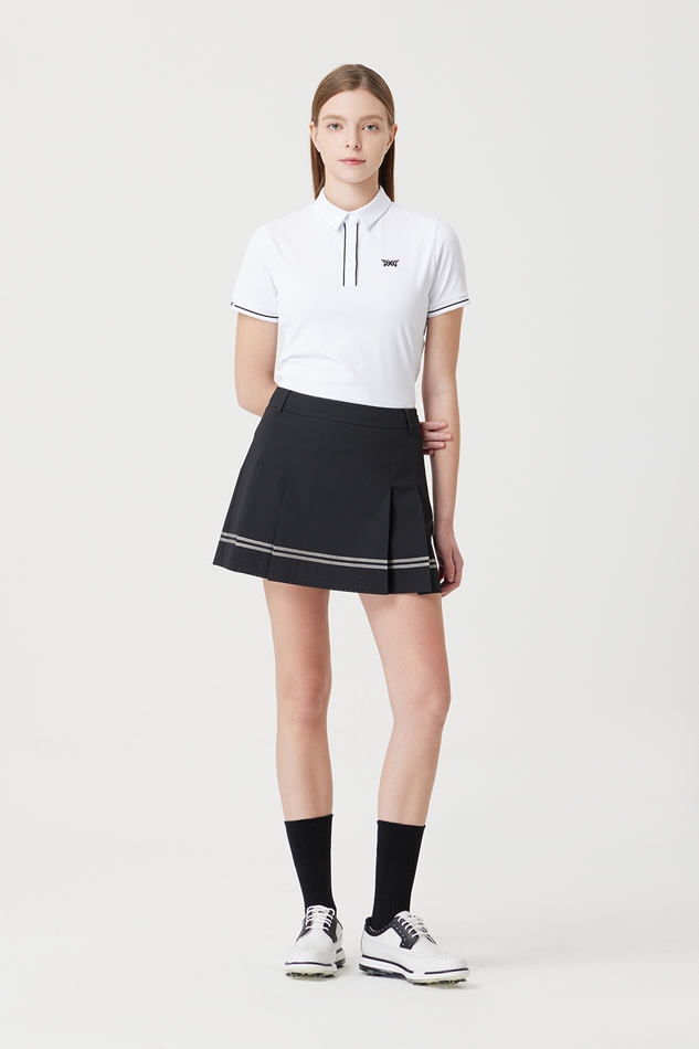 WOMENS PERFORATION PLEATED SKIRT