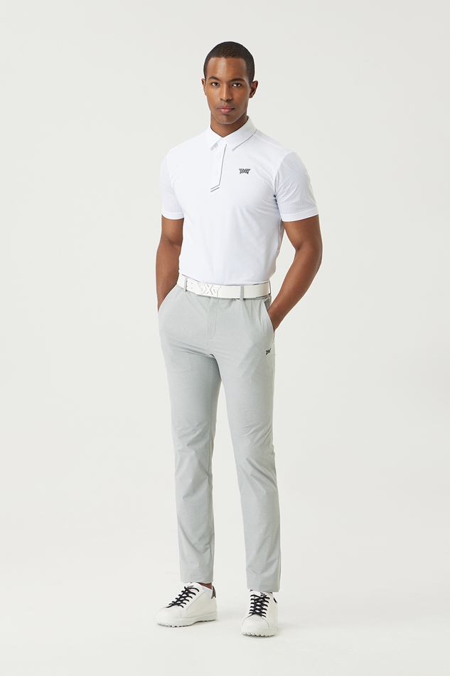 SUMMER ESSENTIAL PERFORATED COLLAR SHORT-SLEEVE