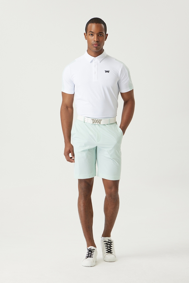 SUMMER COLOR POINT PERFORATED COLLAR SHORT-SLEEVE