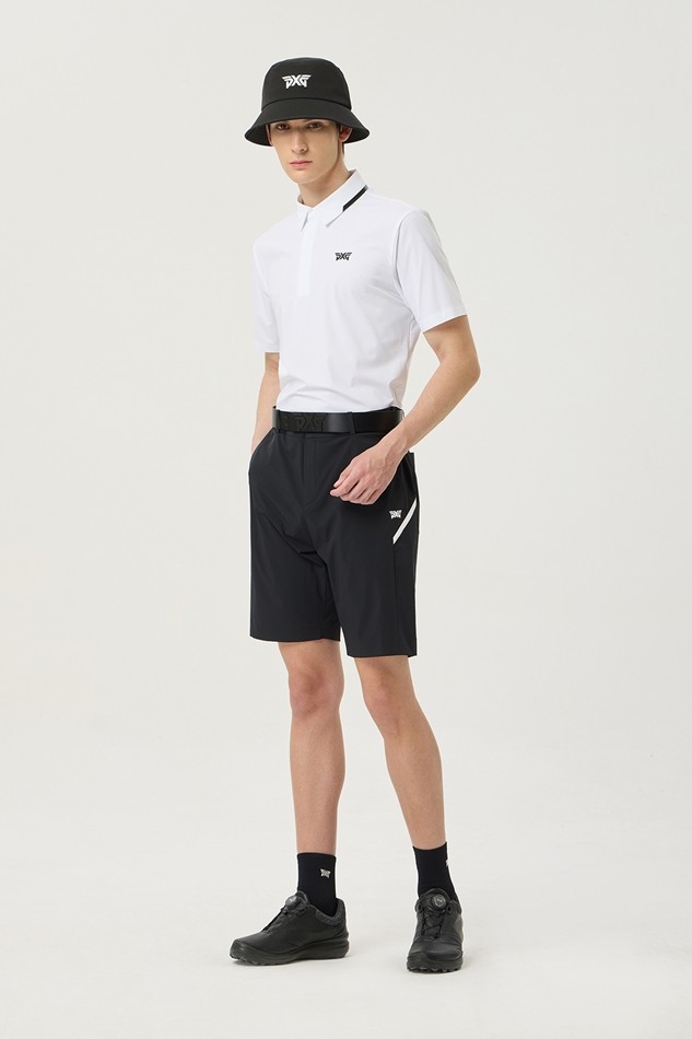 SUMMER LINE POINT PERFORATED COLLAR SHORT-SLEEVE