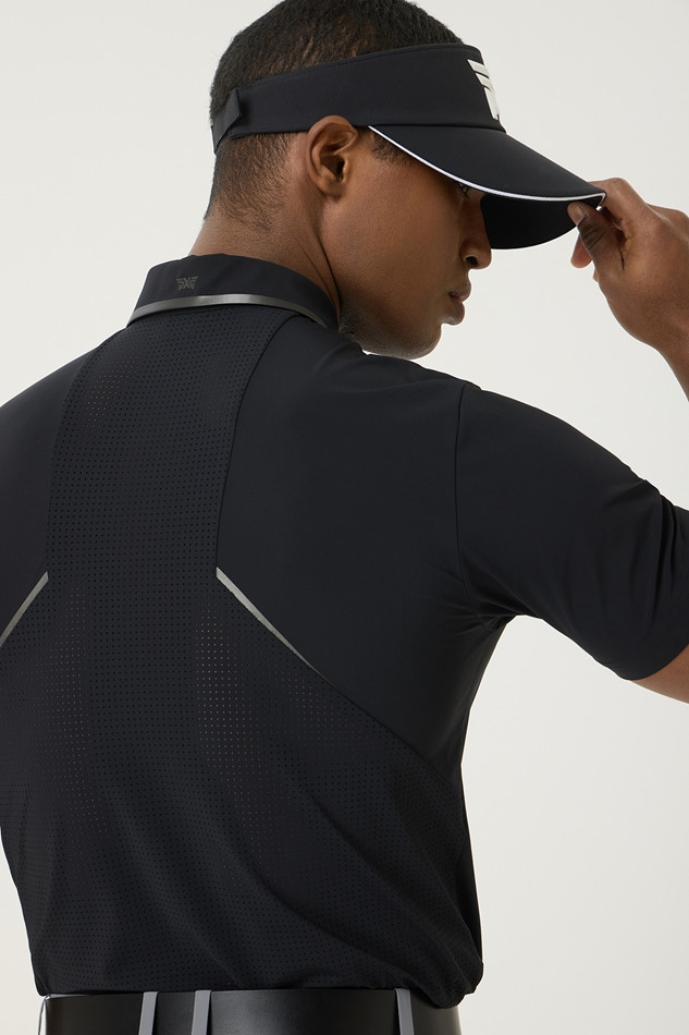 SUMMER LINE POINT PERFORATED COLLAR SHORT-SLEEVE