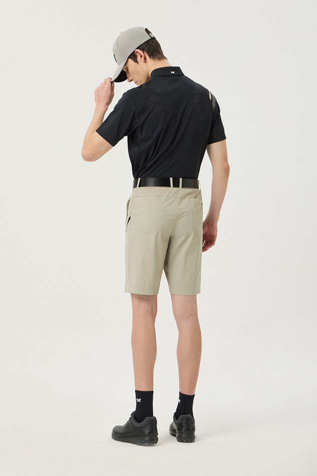 SUMMER SHOULDER POINT PERFORATED COLLAR SHORT-SLEEVE