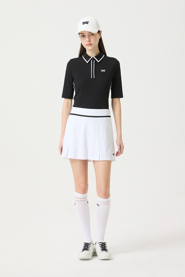 WOMENS SUMMER BASIC COLLARED SHORT-SLEEVE
