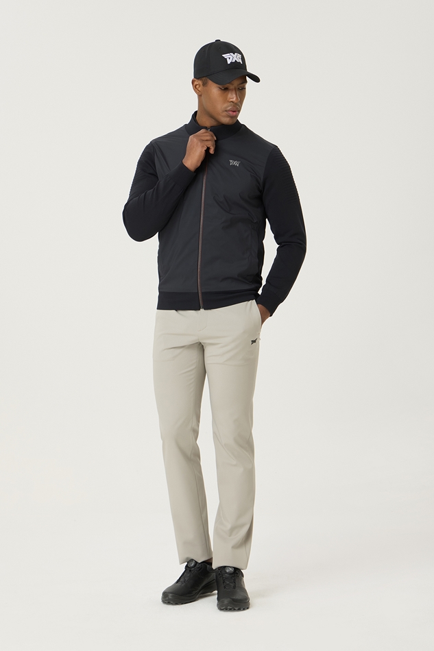 FULL ZIP-UP HYBRID KNIT JACKET