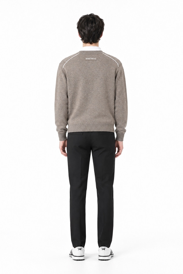 MEN CASHMERE ROUND NECK SWEATER PKFCM410705 BEIGE 상품 이미지 4