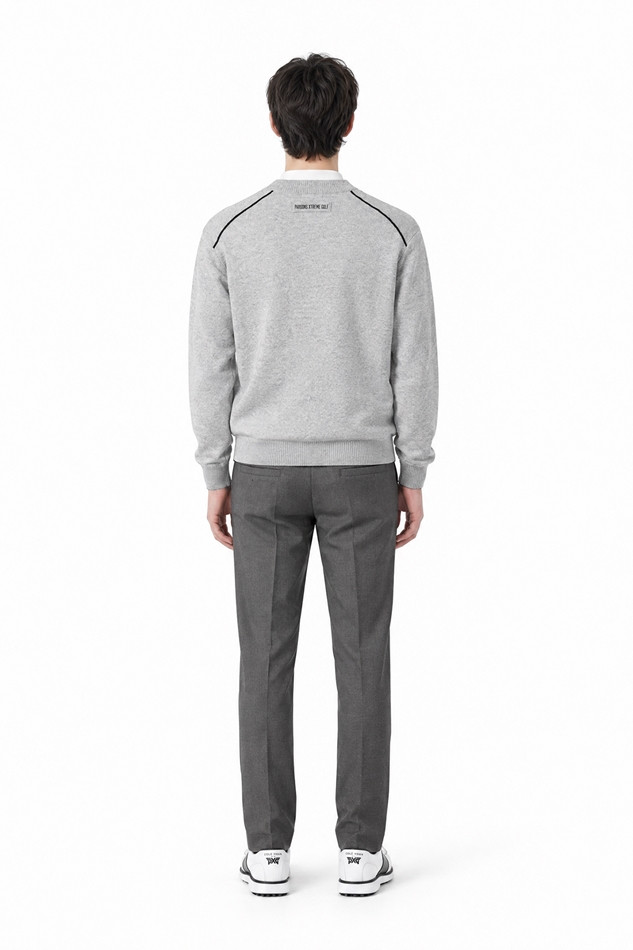 MEN CASHMERE ROUND NECK SWEATER PKFCM410711 L/GREY 상품 이미지 4