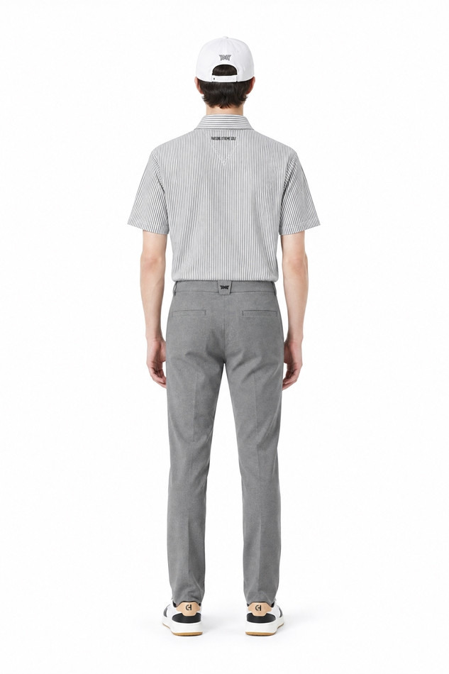 MEN STRIPE PATTERN COLLAR SHORT SLEEVE PKFPM220311 L/GREY 상품 이미지 4