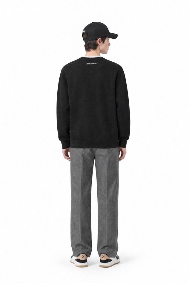 MEN ESSENTIAL ROUND NECK SWEATER PKFPM410421 BLACK 상품 이미지 4