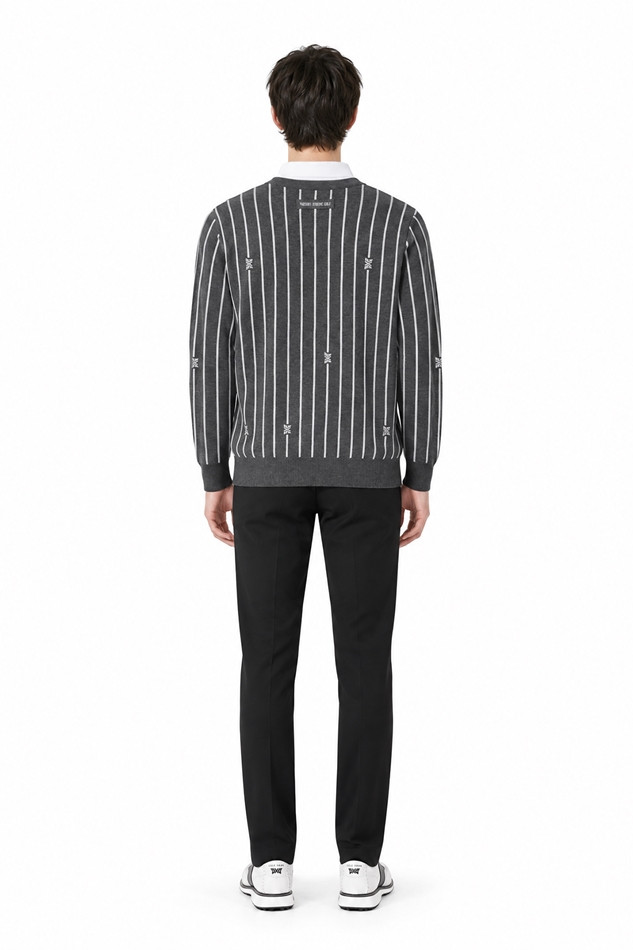 MEN STRIPE PATTERN COLLAR-LAYERED SWEATER PKFPM410512 M/GREY 상품 이미지 4