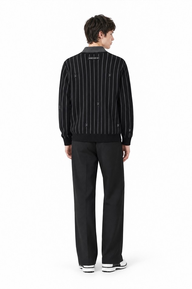 MEN STRIPE PATTERN COLLAR-LAYERED SWEATER PKFPM410521 BLACK 상품 이미지 4