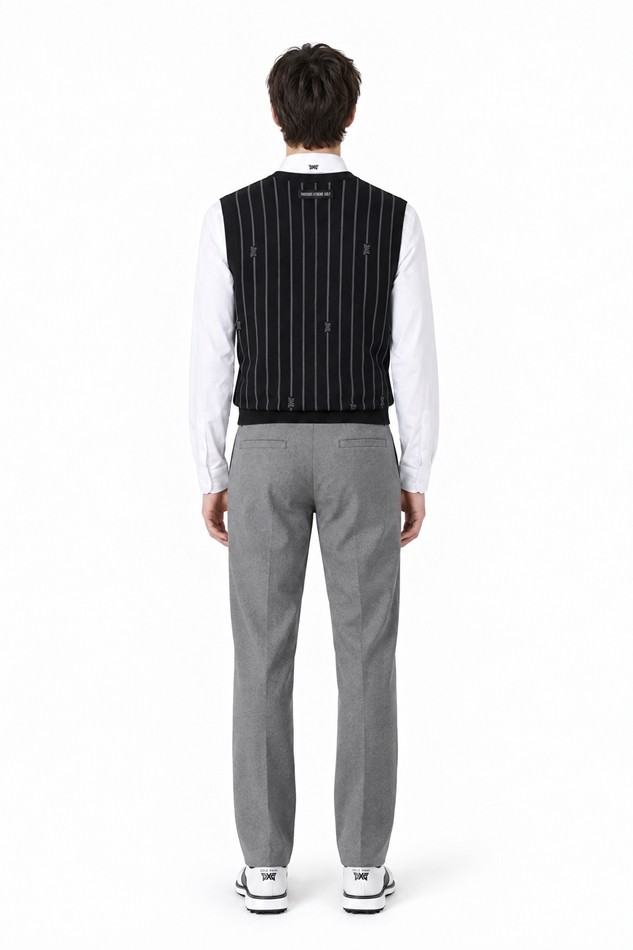 MEN STRIPE PATTERN SWEATER VEST PKFPM420321 BLACK 상품 이미지 4