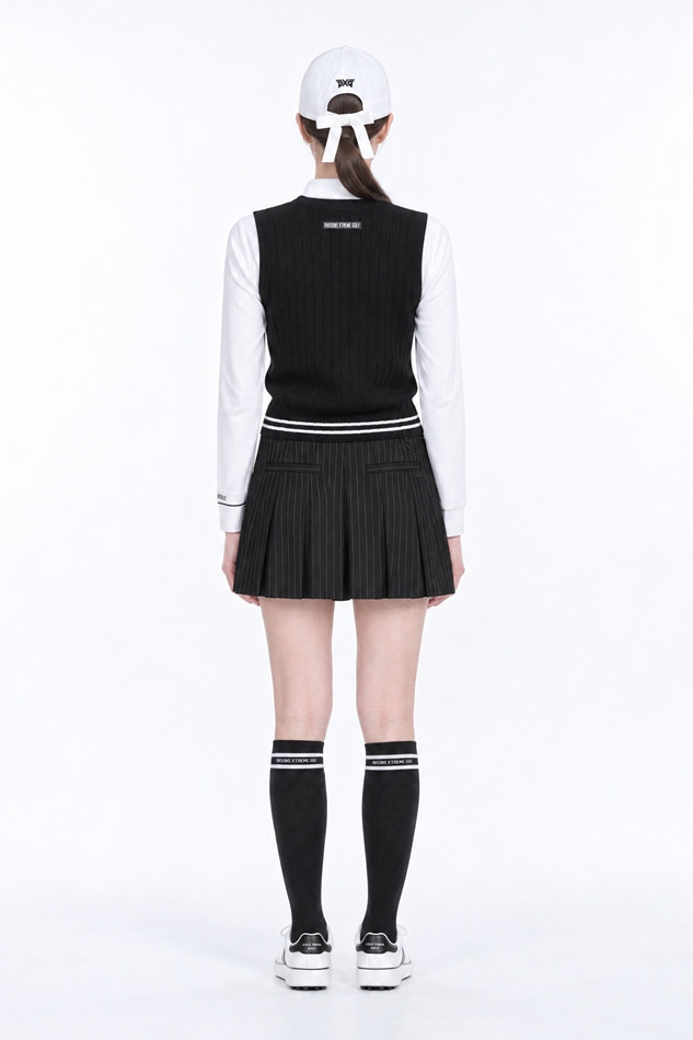 WOMEN OPEN FRONT KNIT VEST PKFPW420221 BLACK 상품 이미지 4