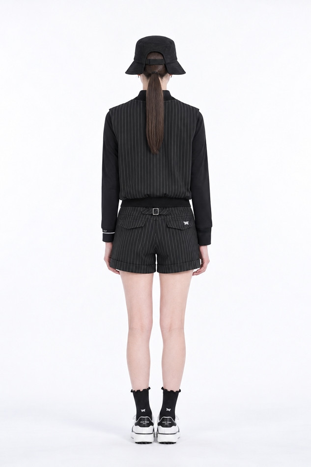 WOMEN STRIPED SHORTS PKFPW520121 BLACK 상품 이미지 4
