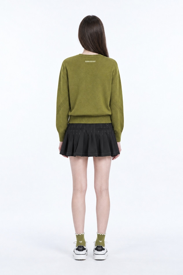 WOMEN PLEATED FLARE SKIRT PKFPW560221 BLACK 상품 이미지 4