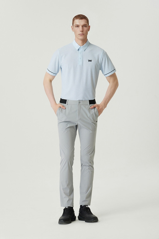 MEN TWO-TONE PRINT COLLAR SHORT SLEEVE
